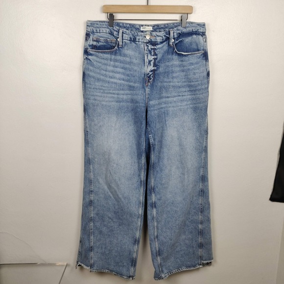 Good American Good Skate Wide Leg Jeans Womens 15 Acid‎ Wash Baggy Y2K - Picture 2 of 10